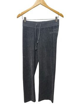 Juicy Couture Women's Dark Gray Velour Track Pants